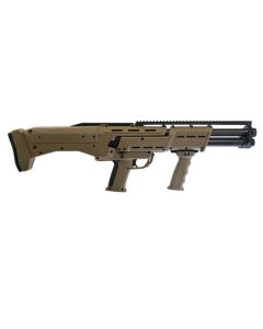 Standard Manufacturing DP-12 Pump Shotgun - FDE | 12ga | 18 7/8" Double Barrel | 14rd | Ambidextrous safety and slide release